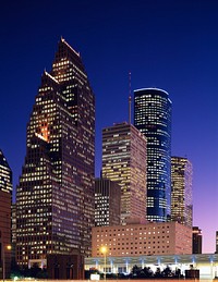 City of Houston by Night. Original image from <a href="https://www.rawpixel.com/search/carol%20m.%20highsmith?sort=curated&amp;page=1">Carol M. Highsmith</a>&rsquo;s America, Library of Congress collection. Digitally enhanced by rawpixel.