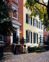 Georgetown Row Houses, Washington, D.C. Original image from <a href="https://www.rawpixel.com/search/carol%20m.%20highsmith?sort=curated&amp;page=1">Carol M. Highsmith</a>&rsquo;s America, Library of Congress collection. Digitally enhanced by rawpixel.