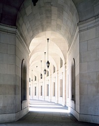 Arched architectural detail in the Federal Triangle in Washington, D.C. Original image from Carol M. Highsmith&rsquo;s America, Library of Congress collection. Digitally enhanced by rawpixel.