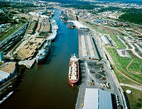 Aerial view of Houston Ship Channel. Original image from Carol M. Highsmith&rsquo;s America, Library of Congress collection. Digitally enhanced by rawpixel.