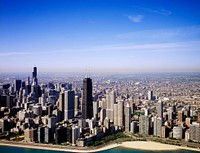 Chicago Lakeshore View Aerial. Original image from <a href="https://www.rawpixel.com/search/carol%20m.%20highsmith?sort=curated&amp;page=1">Carol M. Highsmith</a>&rsquo;s America, Library of Congress collection. Digitally enhanced by rawpixel.