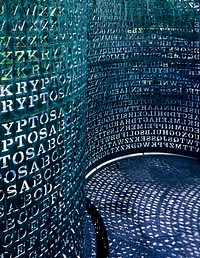 Art made of "code" named Kryptos sits on the grounds of the C.I.A. Headquarters in Virginia. Original image from Carol M. Highsmith’s America, Library of Congress collection. Digitally enhanced by rawpixel.