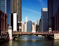 Chicago River in downtown Chicago. Original image from <a href="https://www.rawpixel.com/search/carol%20m.%20highsmith?sort=curated&amp;page=1">Carol M. Highsmith</a>&rsquo;s America, Library of Congress collection. Digitally enhanced by rawpixel.