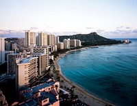 Beautiful day below Diamond Head at Waikiki Beach in Honolulu. Original image from Carol M. Highsmith&rsquo;s America, Library of Congress collection. Digitally enhanced by rawpixel.