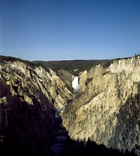 Water Fall at Yellowstone National Park. Original image from <a href="https://www.rawpixel.com/search/carol%20m.%20highsmith?sort=curated&amp;page=1">Carol M. Highsmith</a>&rsquo;s America, Library of Congress collection. Digitally enhanced by rawpixel.