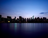 Night skyline of New York. Original image from <a href="https://www.rawpixel.com/search/carol%20m.%20highsmith?sort=curated&amp;page=1">Carol M. Highsmith</a>&rsquo;s America, Library of Congress collection. Digitally enhanced by rawpixel.