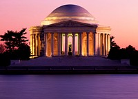 Jefferson Memorial at dusk. Original image from <a href="https://www.rawpixel.com/search/carol%20m.%20highsmith?sort=curated&amp;page=1">Carol M. Highsmith</a>&rsquo;s America, Library of Congress collection. Digitally enhanced by rawpixel.