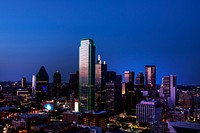 Dallas skyline at night. Original image from <a href="https://www.rawpixel.com/search/carol%20m.%20highsmith?sort=curated&amp;page=1">Carol M. </a><a href="https://www.rawpixel.com/search/carol%20m.%20highsmith?sort=curated&amp;page=1">Highsmith</a>&rsquo;s America, Library of Congress collection. Digitally enhanced by rawpixel.
