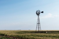 Windmill in rural Gray County in the Texas Panhandle. Original image from Carol M. Highsmith&rsquo;s America, Library of Congress collection. Digitally enhanced by rawpixel.