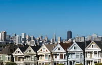 The infamous row of Victorian houses across from Alamo Square Park, in San Francisco. Original image from <a href="https://www.rawpixel.com/search/carol%20m.%20highsmith?sort=curated&amp;page=1">Carol M. Highsmith</a>&rsquo;s America, Library of Congress collection. Digitally enhanced by rawpixel.