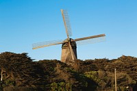 Dutch-style windmill at the extreme western end of the Golden Gate Park. Original image from <a href="https://www.rawpixel.com/search/carol%20m.%20highsmith?sort=curated&amp;page=1">Carol M. Highsmith</a>&rsquo;s America, Library of Congress collection. Digitally enhanced by rawpixel.
