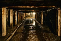 Rail tracks within 1,500 feet of underground passages at the Beckley Exhibition Coal Mine. Original image from <a href="https://www.rawpixel.com/search/carol%20m.%20highsmith?sort=curated&amp;page=1">Carol M. Highsmith</a>&rsquo;s America, Library of Congress collection. Digitally enhanced by rawpixel.