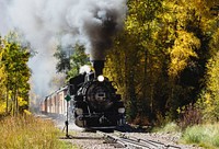 Scenic Railroad train, pulled by a vintage steam locomotive, chugs through the San Juan Mountains in the Colorado county of the same name. Original image from Carol M. Highsmith&rsquo;s America, Library of Congress collection. Digitally enhanced by rawpixel.