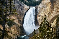 The Lower Falls of the Yellowstone River in northwestern Wyoming's Yellowstone National Park. Twice as high as Niagara Falls in the eastern state of New York, these are the highest-volume falls in the Rocky Mountains - Original image from Carol M. Highsmith&rsquo;s America, Library of Congress collection.