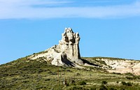Teapot Rock, a distinctive sedimentary rock formation in Natrona County, Wyoming. Original image from <a href="https://www.rawpixel.com/search/carol%20m.%20highsmith?sort=curated&amp;page=1">Carol M. Highsmith</a>&rsquo;s America, Library of Congress collection. Digitally enhanced by rawpixel.