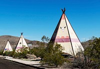 Tipi-themed rest stop in arid Big Bend Ranch State Park in Brewster County, Texas. Original image from <a href="https://www.rawpixel.com/search/carol%20m.%20highsmith?sort=curated&amp;page=1">Carol M. Highsmith</a>&rsquo;s America, Library of Congress collection. Digitally enhanced by rawpixel.