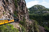 A Durango &amp; Silverton Narrow Gauge Railroad (D&amp;SNG) above the Animas River Valley in La Plata County, Colorado USA - Original image from <a href="https://www.rawpixel.com/search/carol%20m.%20highsmith?sort=curated&amp;page=1">Carol M. Highsmith</a>&rsquo;s America, Library of Congress collection. Digitally enhanced by rawpixel