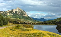 View of Meridian Lake and Mount Crested Butte above the Colorado city of Crested Butte on the high, dirt Washington Gulch Road in Gunnison County, Colorado USA - Original image from <a href="https://www.rawpixel.com/search/carol%20m.%20highsmith?sort=curated&amp;page=1">Carol M. Highsmith</a>&rsquo;s America, Library of Congress collection. Digitally enhanced by rawpixel.