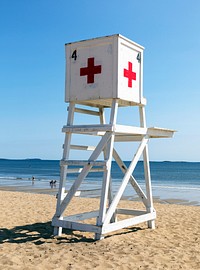 Lifeguard stand at the shore in Old Orchard Beach, Maine. Original image from Carol M. Highsmith&rsquo;s America, Library of Congress collection. Digitally enhanced by rawpixel.