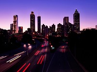 Night skyline of Atlanta, Georgia. Original image from <a href="https://www.rawpixel.com/search/carol%20m.%20highsmith?sort=curated&amp;page=1">Carol M. Highsmith</a>&rsquo;s America, Library of Congress collection. Digitally enhanced by rawpixel.