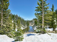 View of Lake Marie in Wyoming's Snowy Range, between Saratoga and Laramie. Original image from Carol M. Highsmith&rsquo;s America, Library of Congress collection. Digitally enhanced by rawpixel.