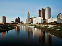 Dusk shot of Columbus, Ohio, from a point along the Scioto River. Original image from Carol M. Highsmith&rsquo;s America, Library of Congress collection. Digitally enhanced by rawpixel.