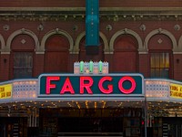Theatre Marquee, Fargo, North Dakota (2008) by <a href="https://www.rawpixel.com/search/carol%20m.%20highsmith?sort=curated&amp;page=1">Carol M. Highsmith</a>. Original image from Library of Congress. Digitally enhanced by rawpixel.