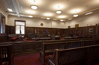 Courtroom, Federal Building and U.S. Courthouse, Fargo, North Dakota (2010) by <a href="https://www.rawpixel.com/search/carol%20m.%20highsmith?sort=curated&amp;page=1">Carol M. Highsmith</a>. Original image from Library of Congress. Digitally enhanced by rawpixel.