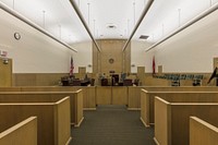Courtroom. Jacob Trieber Federal Building, U.S. Post Office &amp; U.S. Court House, Helena, Arkansas (2017) by <a href="https://www.rawpixel.com/search/carol%20m.%20highsmith?sort=curated&amp;page=1">Carol M. Highsmith</a>. Original image from Library of Congress. Digitally enhanced by rawpixel.