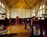 Fordyce Bathhouse gymnasium, Helena, Arkansas (1980-2006) by Carol M. Highsmith. Original image from Library of Congress. Digitally enhanced by rawpixel.