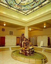 An Indian Maid pours waters for explorer Hernando De Soto in the men&rsquo;s bath at the Fordyce Bathhouse, Helena, Arkansas (1980-2006) by <a href="https://www.rawpixel.com/search/carol%20m.%20highsmith?sort=curated&amp;page=1">Carol M. Highsmith</a>. Original image from Library of Congress. Digitally enhanced by rawpixel.