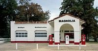 Magnolia Mobil Gas station, Arkansas (1980-2006) by <a href="https://www.rawpixel.com/search/carol%20m.%20highsmith?sort=curated&amp;page=1">Carol M. Highsmith</a>. Original image from Library of Congress. Digitally enhanced by rawpixel.