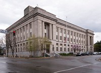 Exterior view of U.S Post Office &amp; Court House, Lexington, Kentucky (2013) by <a href="https://www.rawpixel.com/search/carol%20m.%20highsmith?sort=curated&amp;page=1">Carol M. Highsmith</a>. Original image from Library of Congress. Digitally enhanced by rawpixel.