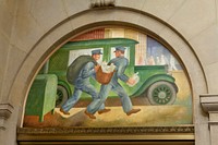 Murals, Louisville Murals-City Collections, by Frank Weathers Long at the Gene Snyder U.S Courthouse &amp; Custom House, Louisville, Kentucky (2011) by <a href="https://www.rawpixel.com/search/carol%20m.%20highsmith?sort=curated&amp;page=1">Carol M. Highsmith</a>. Original image from Library of Congress. Digitally enhanced by rawpixel.