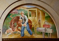 Murals, Louisville Murals-Star Route, by Frank Weathers Long at the Gene Snyder U.S Courthouse &amp; Custom House, Louisville, Kentucky (2011) by <a href="https://www.rawpixel.com/search/carol%20m.%20highsmith?sort=curated&amp;page=1">Carol M. Highsmith</a>. Original image from Library of Congress. Digitally enhanced by rawpixel.