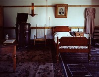 Bedroom, Shaker Village at Pleasant Hill or Shakertown, Kentucky (1980-2006) by <a href="https://www.rawpixel.com/search/carol%20m.%20highsmith?sort=curated&amp;page=1">Carol M. Highsmith</a>. Original image from Library of Congress. Digitally enhanced by rawpixel.