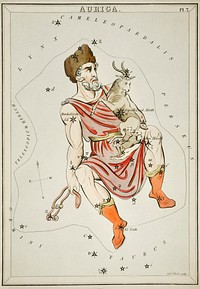 Sidney Hall&rsquo;s (1831) astronomical chart illustration of the Auriga. Original from Library of Congress. Digitally enhanced by rawpixel.