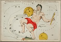 Sidney Hall&rsquo;s (1831) astronomical chart illustration of the zodiacs Aquaris, Piscis Australis and Ballon Aerostatique. Original from Library of Congress. Digitally enhanced by rawpixel.