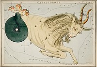 Sidney Hall&rsquo;s (1831) astronomical chart illustration of the zodiac Capricornus. Original from Library of Congress. Digitally enhanced by rawpixel.