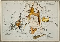 Sidney Hall&rsquo;s (1831) astronomical chart illustration of the Hercules and the Corona Borealis. Original from Library of Congress. Digitally enhanced by rawpixel.