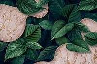 Leafy background with fluid marble texture vector