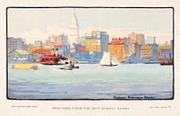 New York from the 34th Street Ferry (1914) from Art&ndash;Lovers New York postcard in high resolution by <a href="https://www.rawpixel.com/search/Rachael%20Robinson%20Elmer?sort=curated&amp;page=1&amp;topic_group=_my_topics">Rachael Robinson Elmer</a>. Original from The National Gallery of Art. Digitally enhanced by rawpixel.