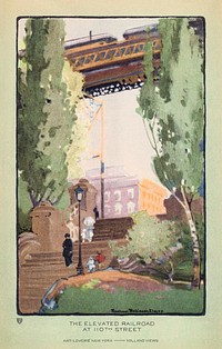 The Elevated Railroad at 110th Street (1914) from Art&ndash;Lovers New York postcard in high resolution by Rachael Robinson Elmer. Original from The National Gallery of Art. Digitally enhanced by rawpixel.