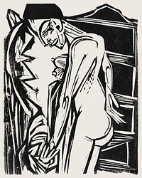 Female Nude Before a Cabinet (1916) print in high resolution by <a href="https://www.rawpixel.com/search/Ernst%20Ludwig%20Kirchner?sort=curated&amp;page=1&amp;topic_group=_my_topics">Ernst Ludwig Kirchner</a>. Original from The National Gallery of Art. Digitally enhanced by rawpixel.
