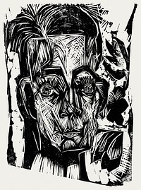 Head of Dr. Robert Binswanger (ca.1917&ndash;1918) print in high resolution by Ernst Ludwig Kirchner. Original from The National Gallery of Art. Digitally enhanced by rawpixel.