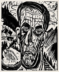 Head of van de Velde, Bright (1917) print in high resolution by Ernst Ludwig Kirchner. Original from The National Gallery of Art. Digitally enhanced by rawpixel.