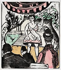 Little Variety Act with Singer print in high resolution by <a href="https://www.rawpixel.com/search/Ernst%20Ludwig%20Kirchner?sort=curated&amp;page=1&amp;topic_group=_my_topics">Ernst Ludwig Kirchner</a> (1880&ndash;1938). Original from The National Gallery of Art. Digitally enhanced by rawpixel.
