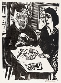 Old and Young Woman (1921) print in high resolution by <a href="https://www.rawpixel.com/search/Ernst%20Ludwig%20Kirchner?sort=curated&amp;page=1&amp;topic_group=_my_topics">Ernst Ludwig Kirchner</a>. Original from The National Gallery of Art. Digitally enhanced by rawpixel.