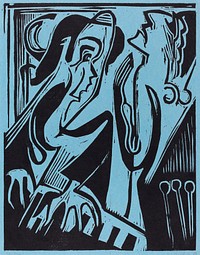 Pianist and Singer (1928) print in high resolution by Ernst Ludwig Kirchner. Original from The National Gallery of Art. Digitally enhanced by rawpixel.