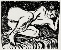 Reclining Nude (1907) print in high resolution by <a href="https://www.rawpixel.com/search/Ernst%20Ludwig%20Kirchner?sort=curated&amp;page=1&amp;topic_group=_my_topics">Ernst Ludwig Kirchner</a>. Original from The National Gallery of Art. Digitally enhanced by rawpixel.